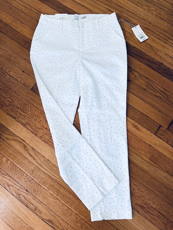 a new day Pants - A New Day Slim Ankle Cream Black Polka Dot Pants Size 6 NWT